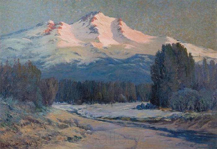Ernst William Christmas Mountain View Norge oil painting art